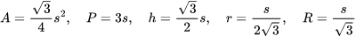 Formula: Equilateral Triangle Calculator