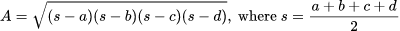 Formula: Cyclic Quadrilateral Calculator