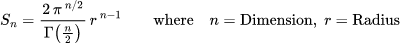 Surface Area of n-Ball: n次元の球の体積・表面積 計算ツール