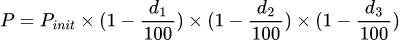 數學公式: 三重折扣計算器