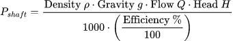 Shaft Power (kW): 水泵水力功率计算器 (kW)