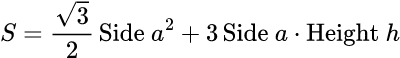 Surface Area of Equilateral Triangular Prism: 正三角柱體積與表面積計算機