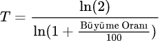 Formül: Doubling Time Calculator