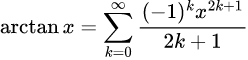 Gregory series for arctangent: Calculateur de Pi : formules de type Machin à quatre termes