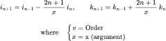 Upward recurrence to order v: Máy tính hàm Bessel cầu biến đổi i_v(x), k_v(x) và đạo hàm