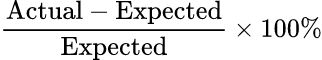 公式: パーセンテージ偏差計算機