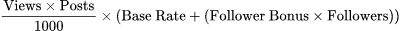 数学公式: TikTok收入计算器