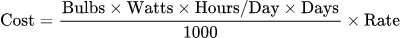 Electricity Cost: 照明耗電量計算機（kWh）