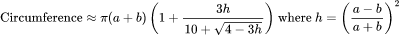 सूत्र (फॉर्मूला): Ellipse Circumference Calculator