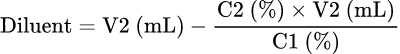 Diluent Volume: حاسبة تخفيف المحاليل بالنسبة المئوية