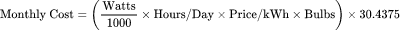 Monthly Energy Cost: Калькулятор стоимости электроэнергии для лампочки