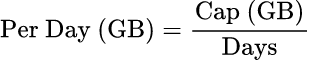 Allowance per Day (GB): 流量套餐换算器