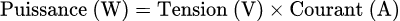 Formule: Calculateur de Watts