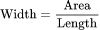 صيغة رياضية: Rectangle Width Calculator