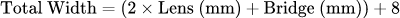 Total Width (with temples): サングラスサイズ計算ツール