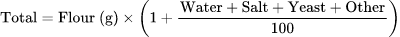 Total Dough Weight: 烘焙百分比計算機