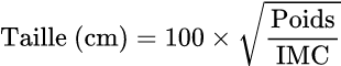 Formule: IMC Inverse : Calculateur de Taille