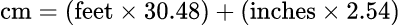 One-line equivalent: 英尺英寸转厘米换算器