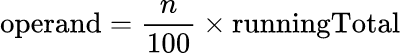 Percent of total: حاسبة الرصيد الجاري لدفتر الشيكات
