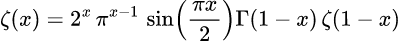 Zeta for x <= 1 (functional equation): Riemann Zeta Function Graph Calculator