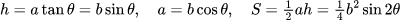 Legs, angle and area: Right Triangle Solver