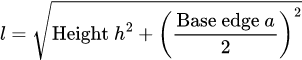 Slant Height: حجم الهرم الرباعي القائم والمساحة الجانبية والمساحة الكلية