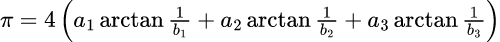 공식: 원주율(π) 계산기: 3항 머신형 아크탄젠트 공식
