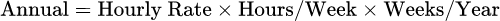數學公式: 時薪轉年薪計算機