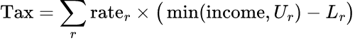 數學公式: 美國聯邦所得稅試算工具