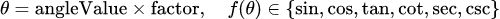 數學公式: 三角函數求值計算器（角度以 π 弧度的倍數表示）