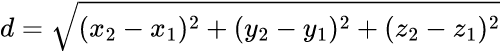 Formula: 3D Distance Between Two Points Calculator