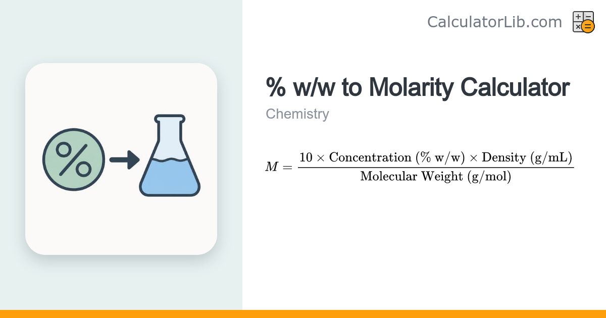 % w/w to Molarity Calculator (with Density) - CalculatorLib