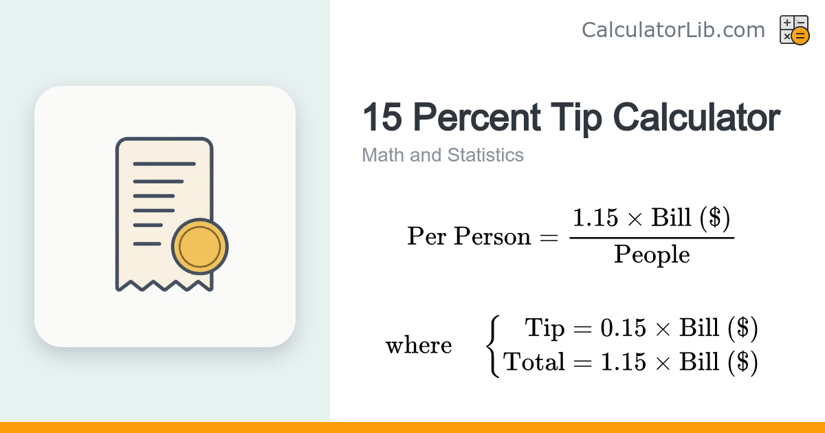 15 Percent Tip Calculator - Tip & Total - CalculatorLib