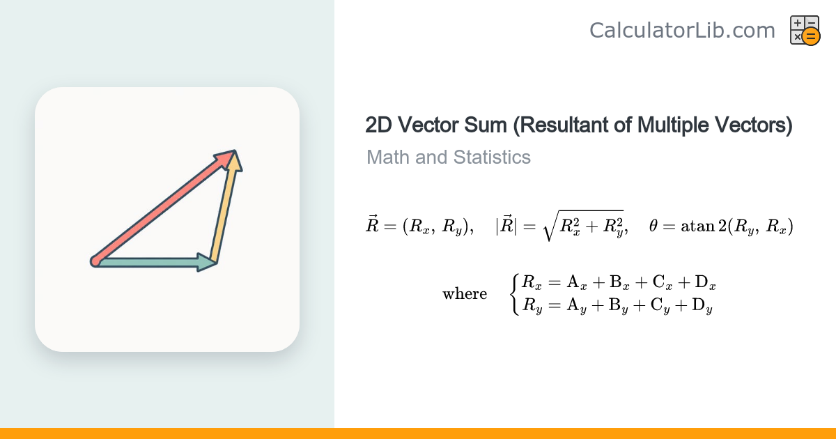 2D Vector Sum Calculator (Resultant of Vectors) - CalculatorLib