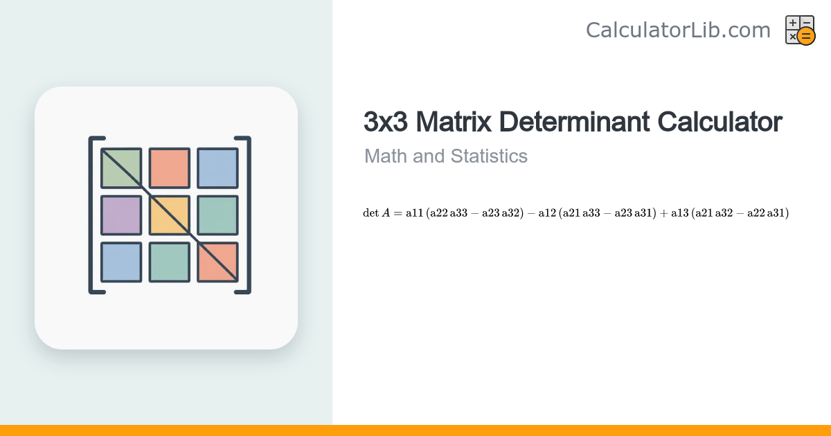 3x3 Matrix Determinant Calculator | det A and 1/det A - CalculatorLib