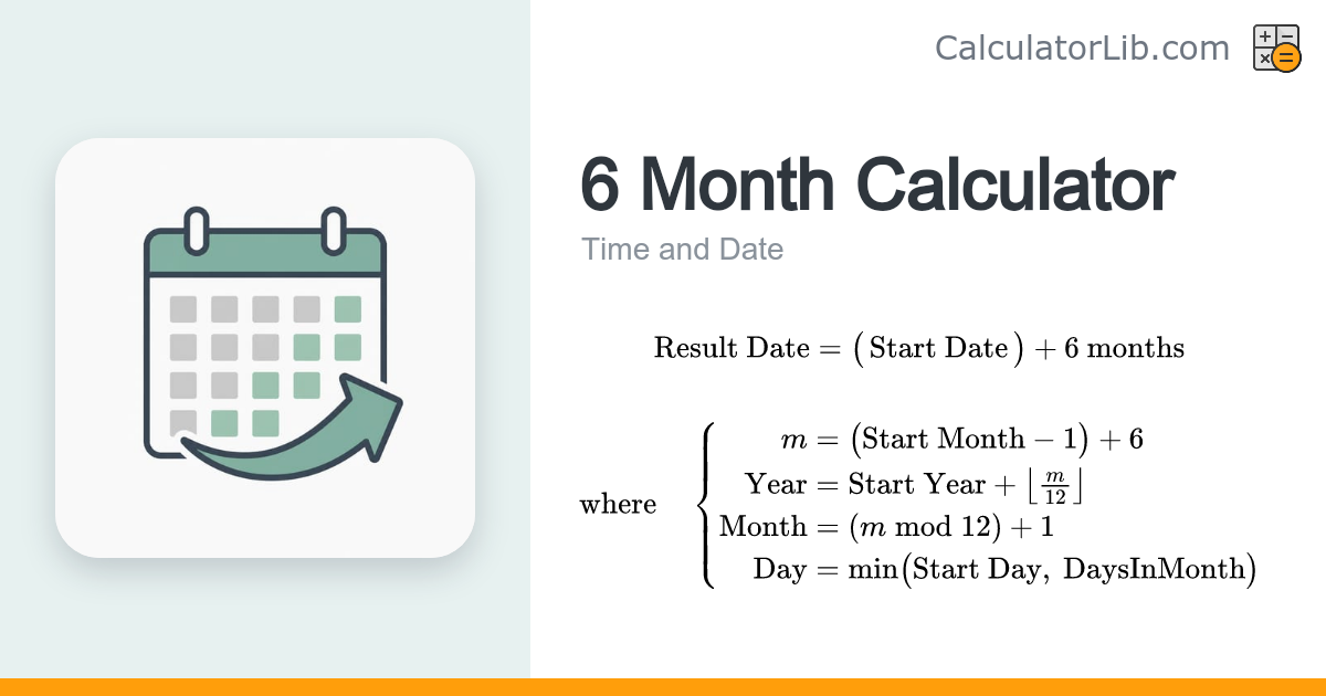 6 Month Calculator – Add 6 Months to a Date - CalculatorLib