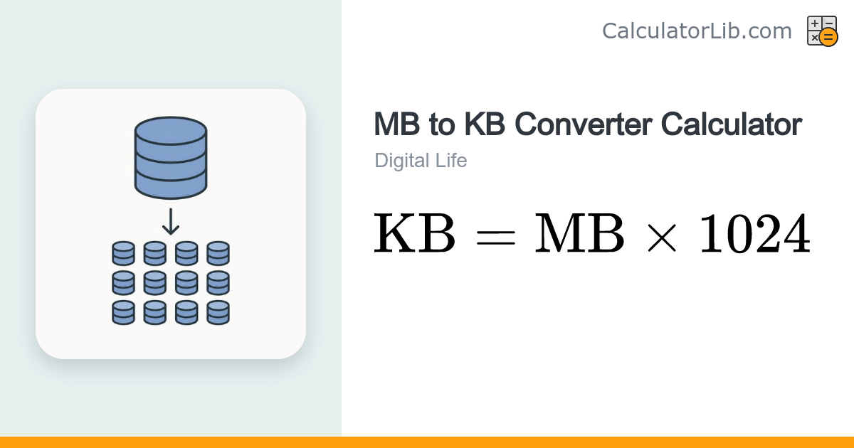 MB to KB Converter Calculator | Megabytes to Kilobytes - CalculatorLib