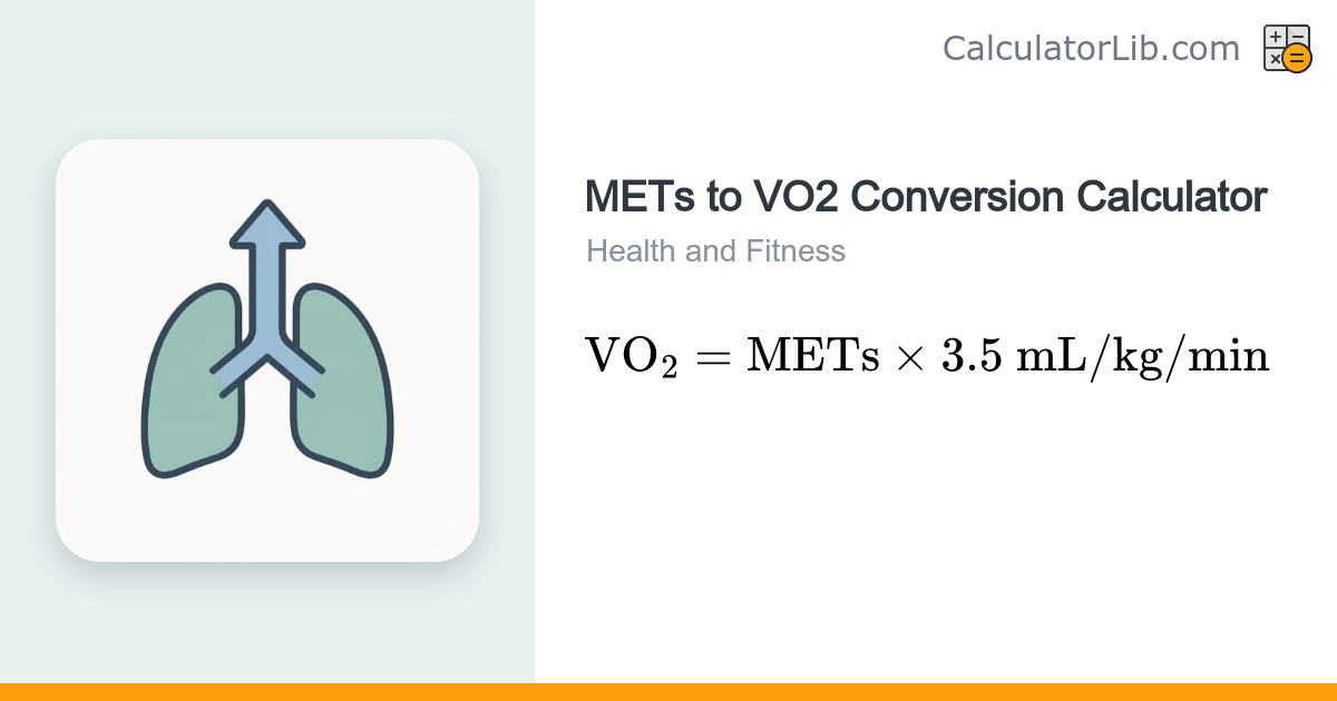 METs to VO2 Conversion Calculator (mL/kg/min) - CalculatorLib