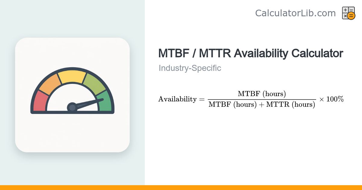 Network Availability Calculator | MTBF & MTTR Uptime % - CalculatorLib