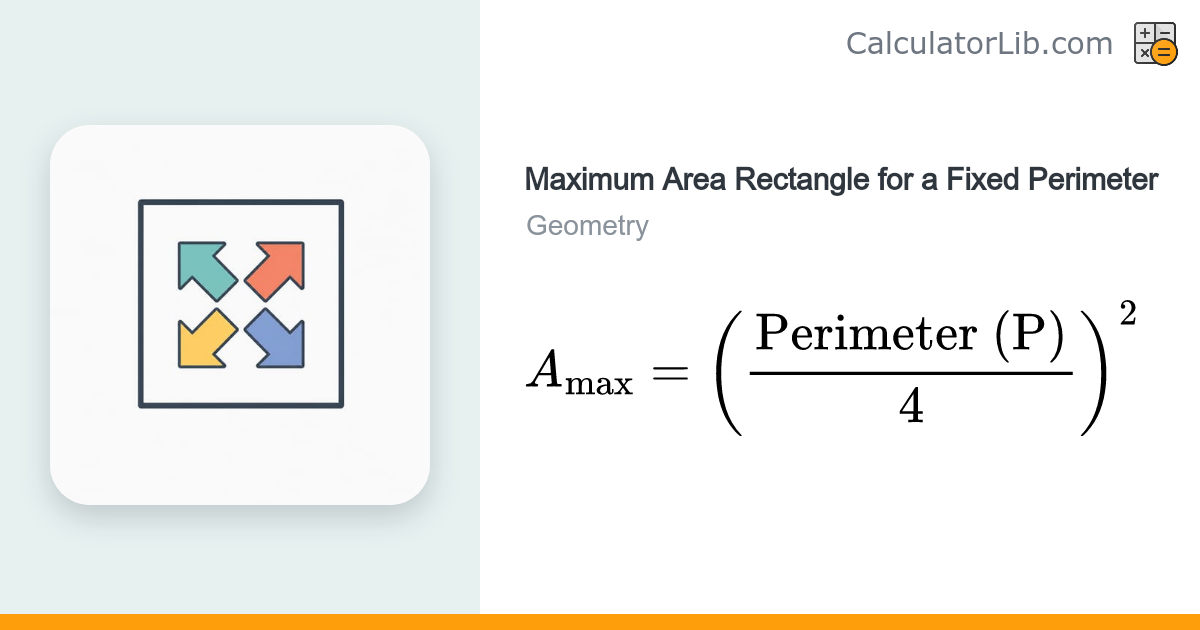 Maximum Area Rectangle for a Fixed Perimeter Calculator - CalculatorLib