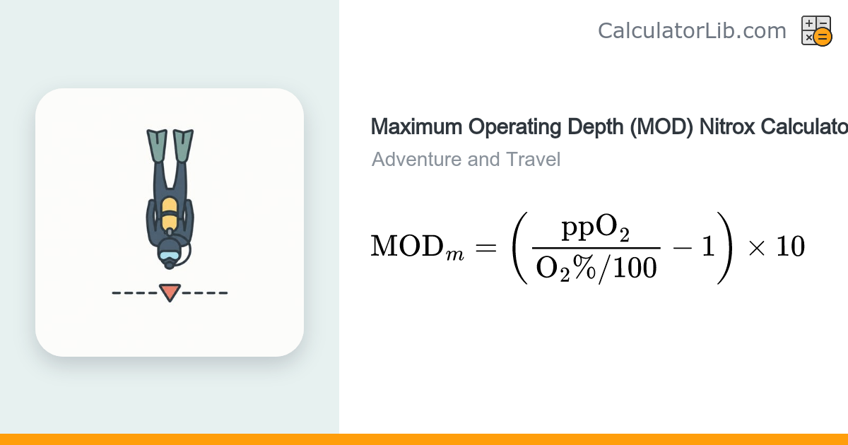 Maximum Operating Depth (MOD) Nitrox Calculator - CalculatorLib