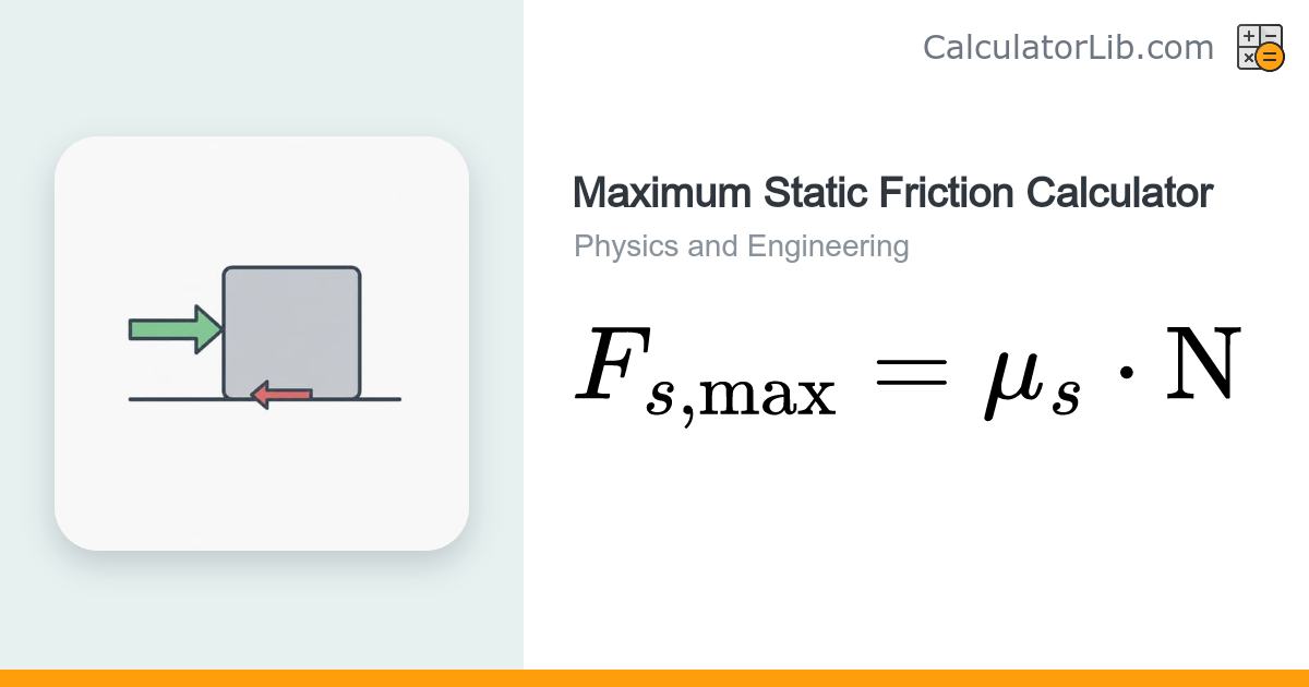 Maximum Static Friction Calculator — F = μ·N - CalculatorLib