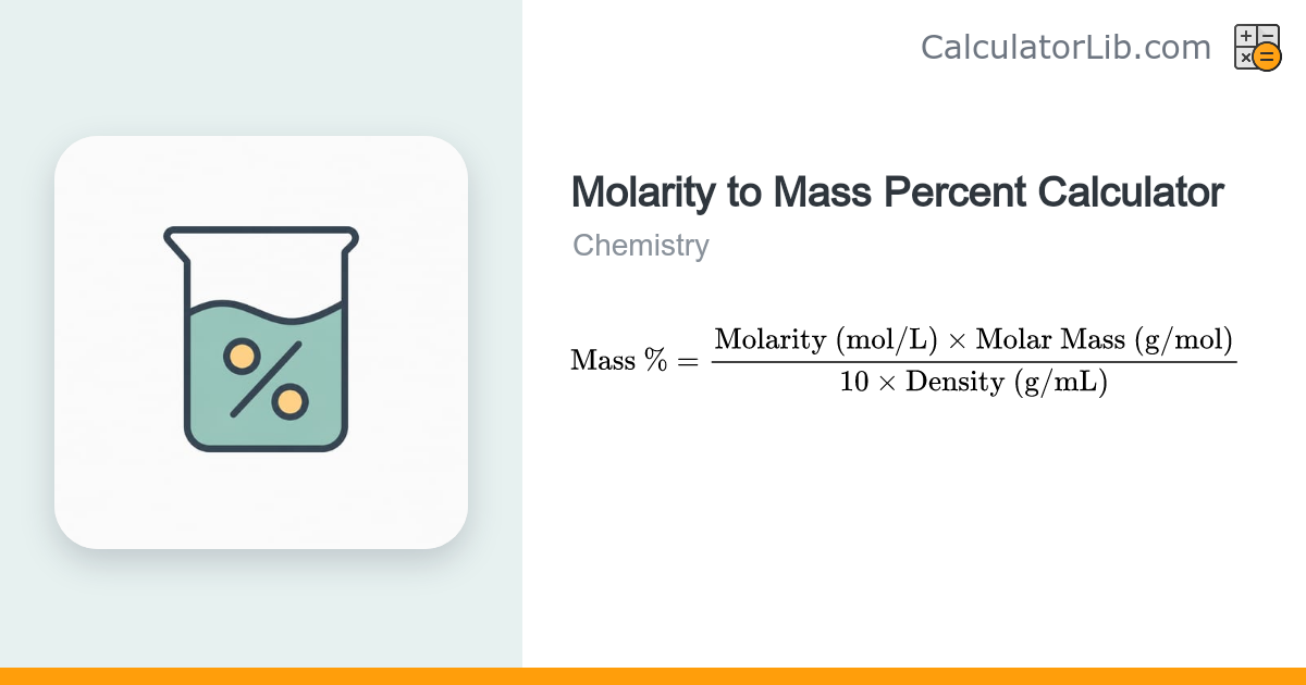 Molarity to Mass Percent Calculator | Convert M to % w/w - CalculatorLib