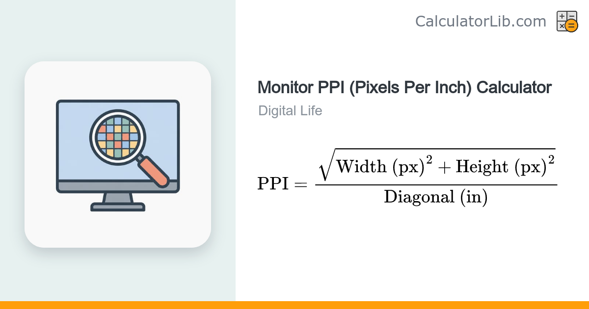 Monitor PPI (Pixels Per Inch) Calculator - CalculatorLib