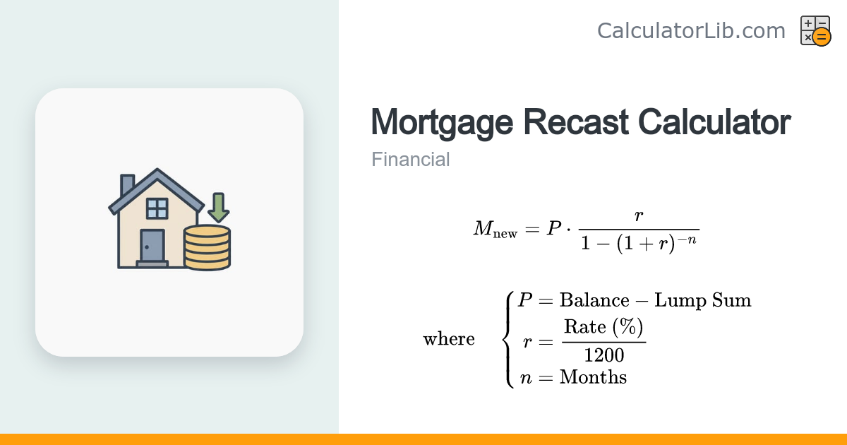 Mortgage Recast Calculator – New Payment After Lump Sum - CalculatorLib