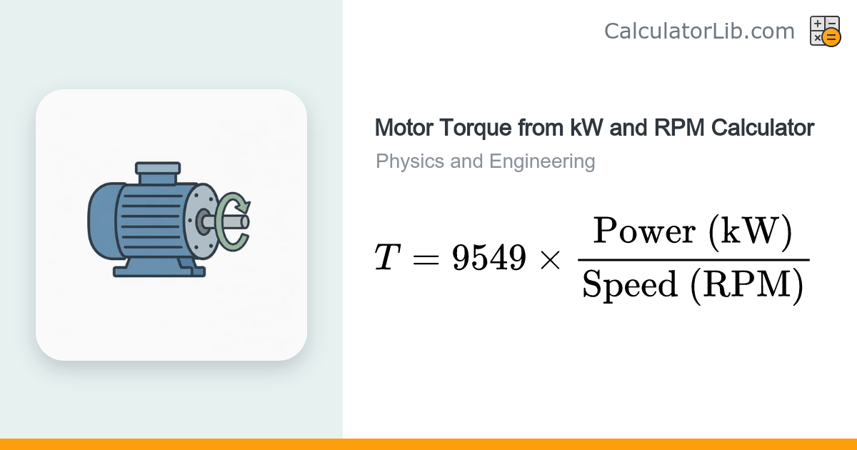 Motor Torque from kW and RPM Calculator - CalculatorLib