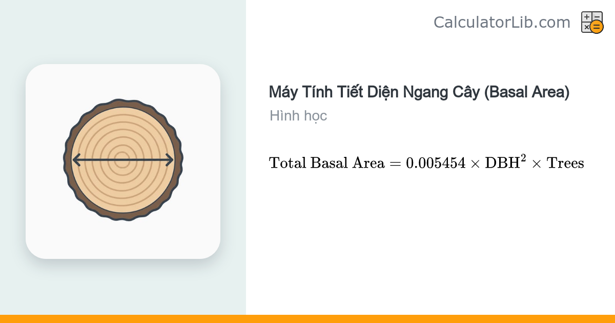 Máy Tính Tiết Diện Ngang Cây – Từ DBH (inch) Sang Ft² - CalculatorLib