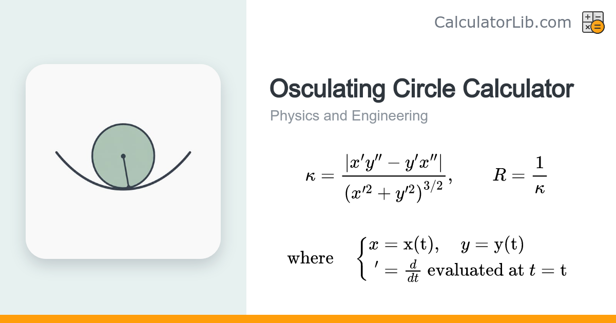 Osculating Circle Calculator – Curvature, Radius, Center - CalculatorLib