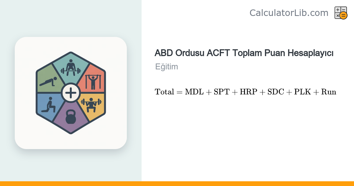 ABD Ordusu ACFT Toplam Puan Hesaplayıcı - CalculatorLib