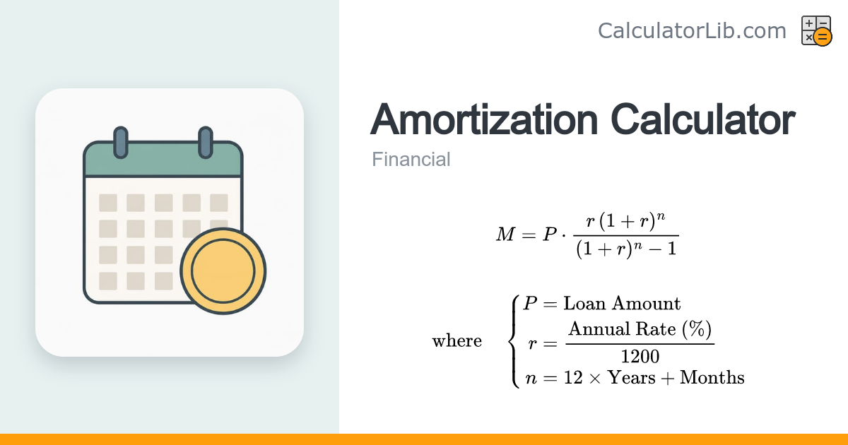 Amortization Calculator – Calculate Monthly Payment - CalculatorLib